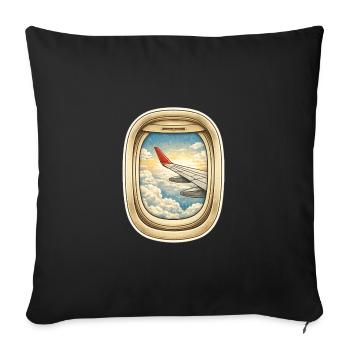 Window flight over cloud streaks - Sofa pillowcase 17,3'' x 17,3'' (45 x 45 cm) - black - Front