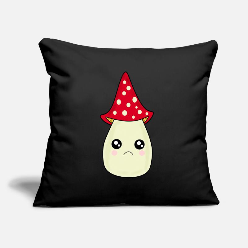 Kawaii champignon Toadstool mignon rouge avec visage Housse de coussin décorative 45 x 45 cm
