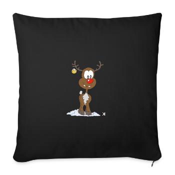 Christmas and reindeer - Sofa pillowcase 17,3'' x 17,3'' (45 x 45 cm) - black - Front