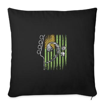 American flag with guitar and bass clef - Sofa pillowcase 17,3'' x 17,3'' (45 x 45 cm) - black - Front