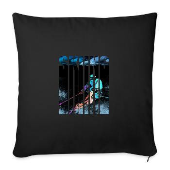 skiing skiers - Sofa pillowcase 17,3'' x 17,3'' (45 x 45 cm) - black - Front