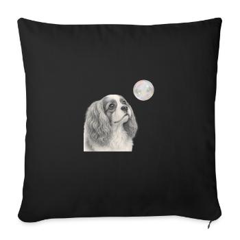 Motif rétro du chien Cavalier King Charles Spaniel - Housse de coussin décorative 45 x 45 cm - noir - Devant