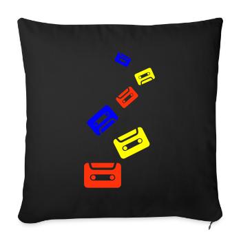 Cassette symbol - Sofa pillowcase 17,3'' x 17,3'' (45 x 45 cm) - black - Front