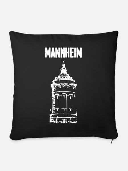 Mannheim Wasserturm Weiß - Sofakissenbezug 45 x 45 cm - Schwarz