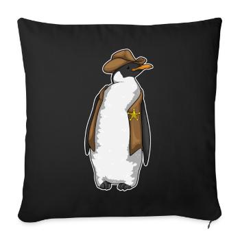 Chapeau du shérif du shérif Pingouin - Housse de coussin décorative 45 x 45 cm - noir - Devant