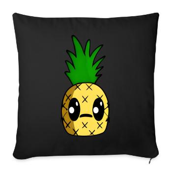 Kawaii pineapple - Sofa pillowcase 17,3'' x 17,3'' (45 x 45 cm) - black - Front