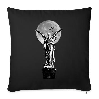 Ange de la mort devant la lune avec des chauves-souris - Housse de coussin décorative 45 x 45 cm - noir - Devant