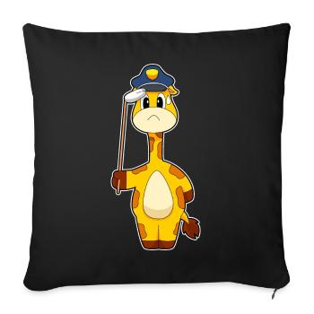 Giraffe Polizist Polizei - Sofakissenbezug 45 x 45 cm - Schwarz - Vorne