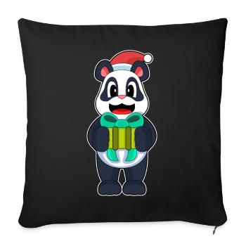 Chapeau de père Noël Panda - Housse de coussin décorative 45 x 45 cm - noir - Devant