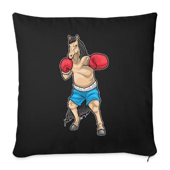 Pferd Boxer Boxhandschuhe Boxen - Sofakissenbezug 45 x 45 cm - Schwarz - Vorne