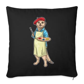 Peinture au pinceau peintre de suricates - Housse de coussin décorative 45 x 45 cm - noir - Devant