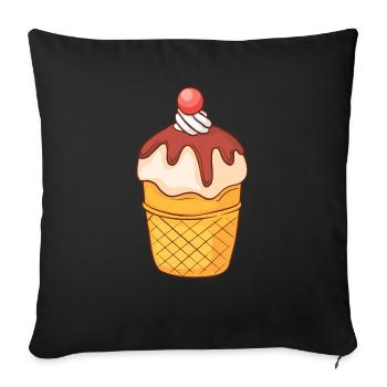 Eis Speiseeis Eiskrem Eiscreme Kugeleis Eisbecher - Sofakissenbezug 45 x 45 cm - Schwarz - Vorne