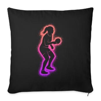 Joueurs de tennis de table Filles Joueurs de tennis de table - Housse de coussin décorative 45 x 45 cm - noir - Devant