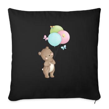 Bear with balloons - Sofa pillowcase 17,3'' x 17,3'' (45 x 45 cm) - black - Front