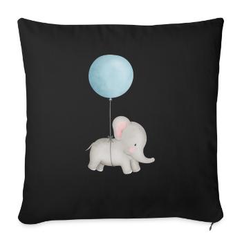Baby elephant with balloon - Sofa pillowcase 17,3'' x 17,3'' (45 x 45 cm) - black - Front