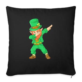 St Patricks Day tamponnant le lutin - Housse de coussin décorative 45 x 45 cm - noir - Devant