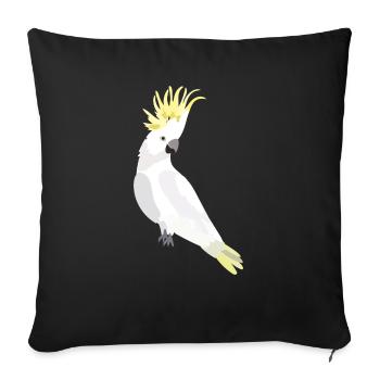 Perroquet cacatoès blanc - Housse de coussin décorative 45 x 45 cm - noir - Devant