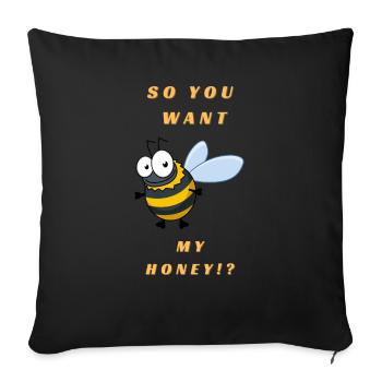 Douce abeille abeille abeille - Housse de coussin décorative 45 x 45 cm - noir - Devant