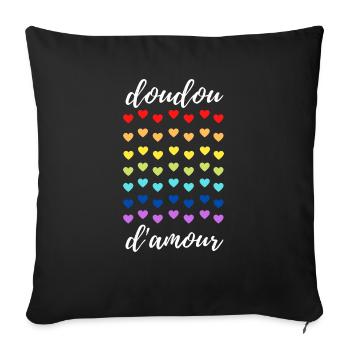 doudou d amour avec des cœurs - Housse de coussin décorative 45 x 45 cm - noir - Devant