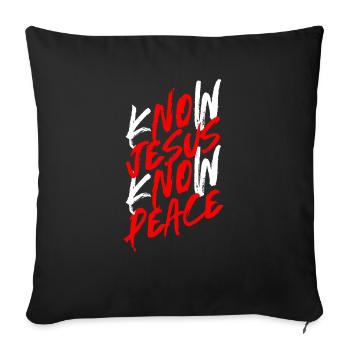 Connaître Jésus Connaître la paix - Vêtements chrétiens - Housse de coussin décorative 45 x 45 cm - noir - Devant