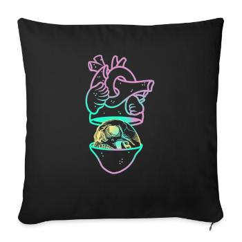Heart Skull 1 rose - Housse de coussin décorative 45 x 45 cm - noir - Devant