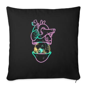 Heart Skull 2 mauve - Housse de coussin décorative 45 x 45 cm - noir - Devant
