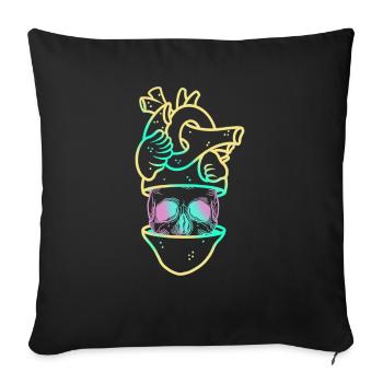 Heart Skull 3 yellow - Housse de coussin décorative 45 x 45 cm - noir - Devant