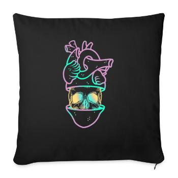 Heart Skull 3 mauve - Housse de coussin décorative 45 x 45 cm - noir - Devant