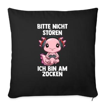 Gaming Axolotl - Computer Spiele Videospiele - - Sofakissenbezug 45 x 45 cm - Schwarz - Vorne