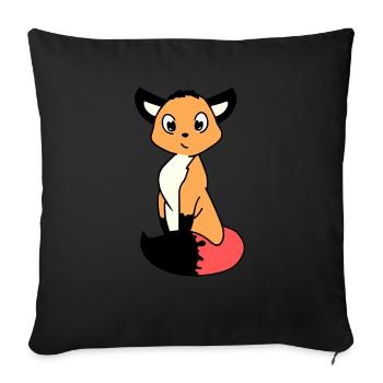 Personnage mignon de Ink Fox - Housse de coussin décorative 45 x 45 cm - noir - Devant