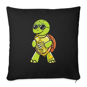 Drôle de tortue de mer Tortue de mer Eau de mer - Housse de coussin décorative 45 x 45 cm - noir - Devant