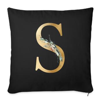Customizable Monogram S - Sofa pillowcase 17,3'' x 17,3'' (45 x 45 cm) - black - Front