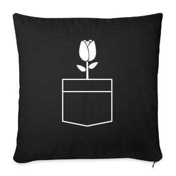 Pocket Tasche Tulpe Design Geschenk - Sofakissenbezug 45 x 45 cm - Schwarz - Vorne