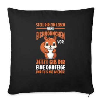 Eichhörnchen - Sofakissenbezug 45 x 45 cm - Schwarz - Vorne