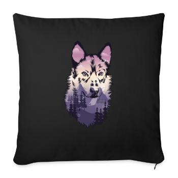 Wolf Shepherd Dog - Sofa pillowcase 17,3'' x 17,3'' (45 x 45 cm) - black - Front