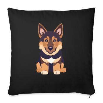 Berger allemand Puppy Sitting - Housse de coussin décorative 45 x 45 cm - noir - Devant