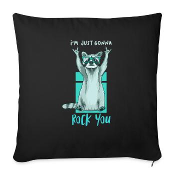 dj music retro heavy metal hard rock punk panda - Sofa pillowcase 17,3'' x 17,3'' (45 x 45 cm) - black - Front