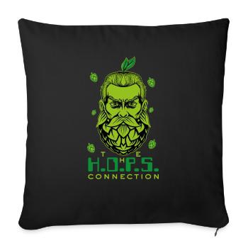 Dicton de bière au design amusant - The HOPS Connection - Housse de coussin décorative 45 x 45 cm - noir - Devant