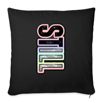 STILL ILL – pastel lettering with character - Sofa pillowcase 17,3'' x 17,3'' (45 x 45 cm) - black - Front