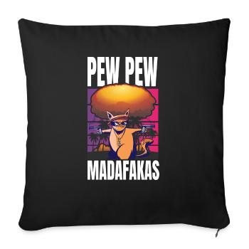 pew pew funny cat funny cat gift idea - Sofa pillowcase 17,3'' x 17,3'' (45 x 45 cm) - black - Front