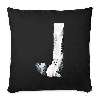 J – caractère décoratif – hiver - Housse de coussin décorative 45 x 45 cm - noir - Devant