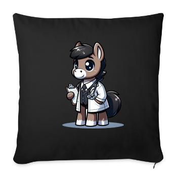 Cute Horse Doctor - Sofa pillowcase 17,3'' x 17,3'' (45 x 45 cm) - black - Front