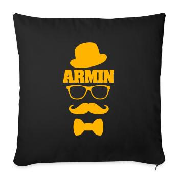 Hipster mustache Schnauzer melon Armin - Sofa pillowcase 17,3'' x 17,3'' (45 x 45 cm) - black - Front