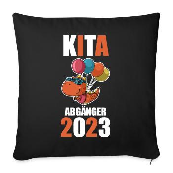 Schulkind 2023 Schulbeginn Dinosaurier Einschulung - Sofakissenbezug 45 x 45 cm - Schwarz - Vorne