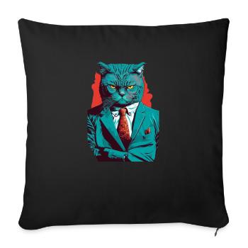 Serious boss cat in a suit - Sofakissenbezug 45 x 45 cm - Schwarz - Vorne