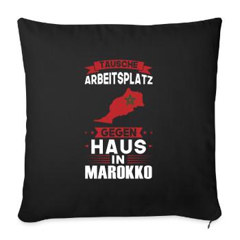 Marokko Flagge Marokkanisch Geschenk - Sofakissenbezug 45 x 45 cm - Schwarz - Vorne
