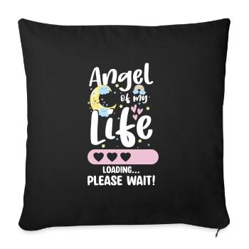 Naissance du ventre du bébé Progéniture de la future mère - Housse de coussin décorative 45 x 45 cm - noir - Devant