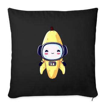 Kawaii Banana - Cyborg, Robot, Astronaut, - Sofa pillowcase 17,3'' x 17,3'' (45 x 45 cm) - black - Front