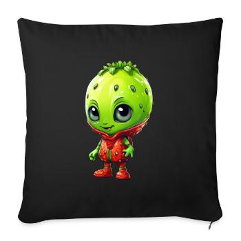 Kawaii Alien Strawberry: Cute Extraterrestrial - Sofa pillowcase 17,3'' x 17,3'' (45 x 45 cm) - black - Front