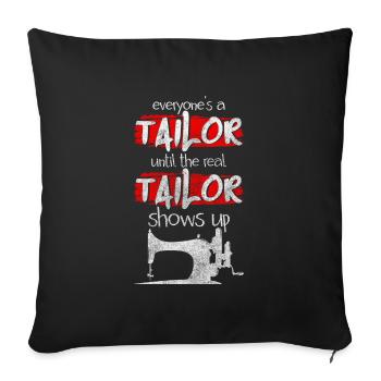 Machine à coudre à la main de passe-temps de vêtements - Housse de coussin décorative 45 x 45 cm - noir - Devant